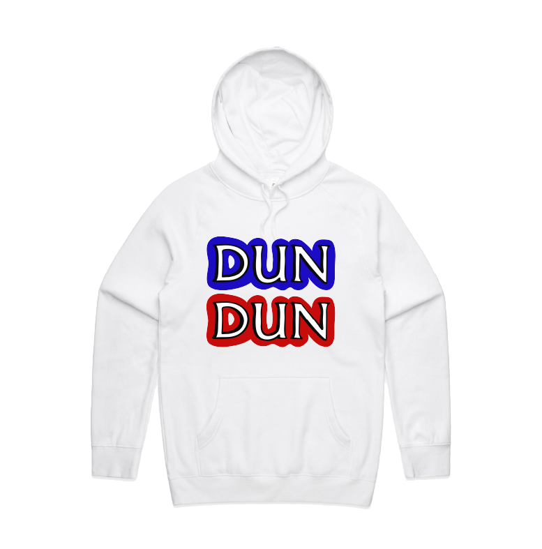 S / White / Large Front Design Dun Dun 🚔 - Unisex Hoodie