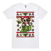 S / White / Large Front Design Gremlins Christmas ๐๐ โ Men's T Shirt