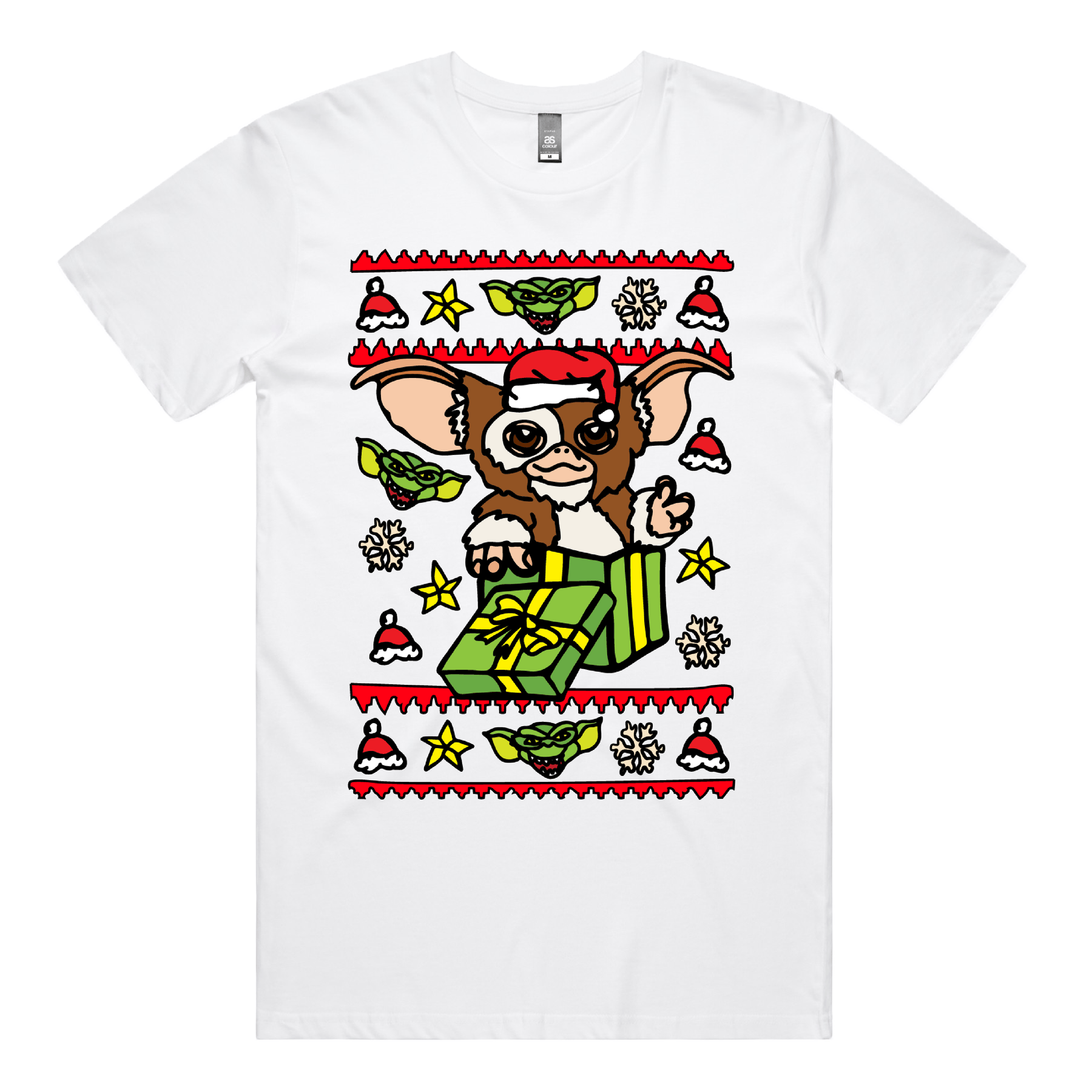 S / White / Large Front Design Gremlins Christmas ๐๐ โ Men's T Shirt