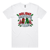 S / White / Large Front Design Holiday Drinking Team ๐ป๐ โ Men's T Shirt
