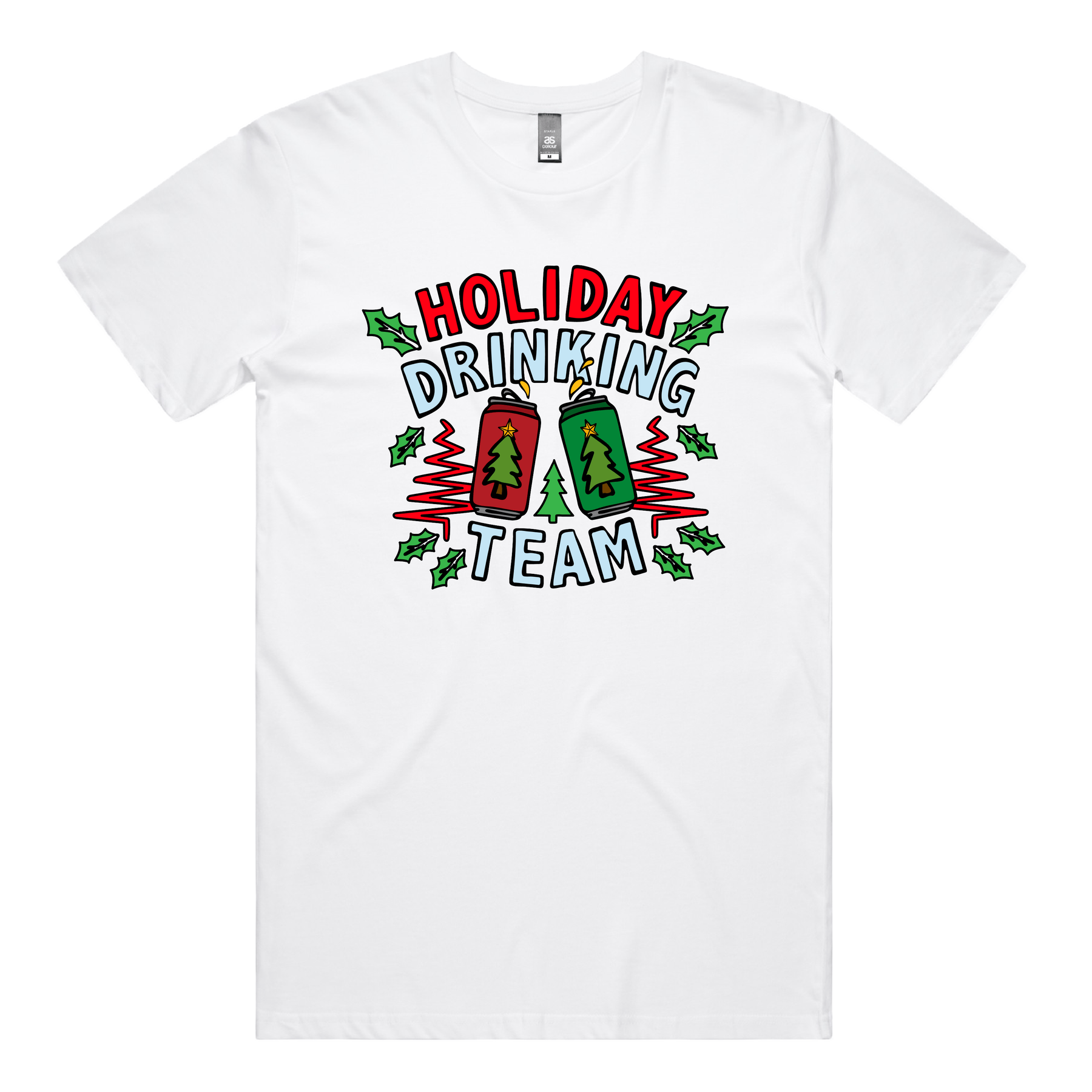 S / White / Large Front Design Holiday Drinking Team ๐ป๐ โ Men's T Shirt