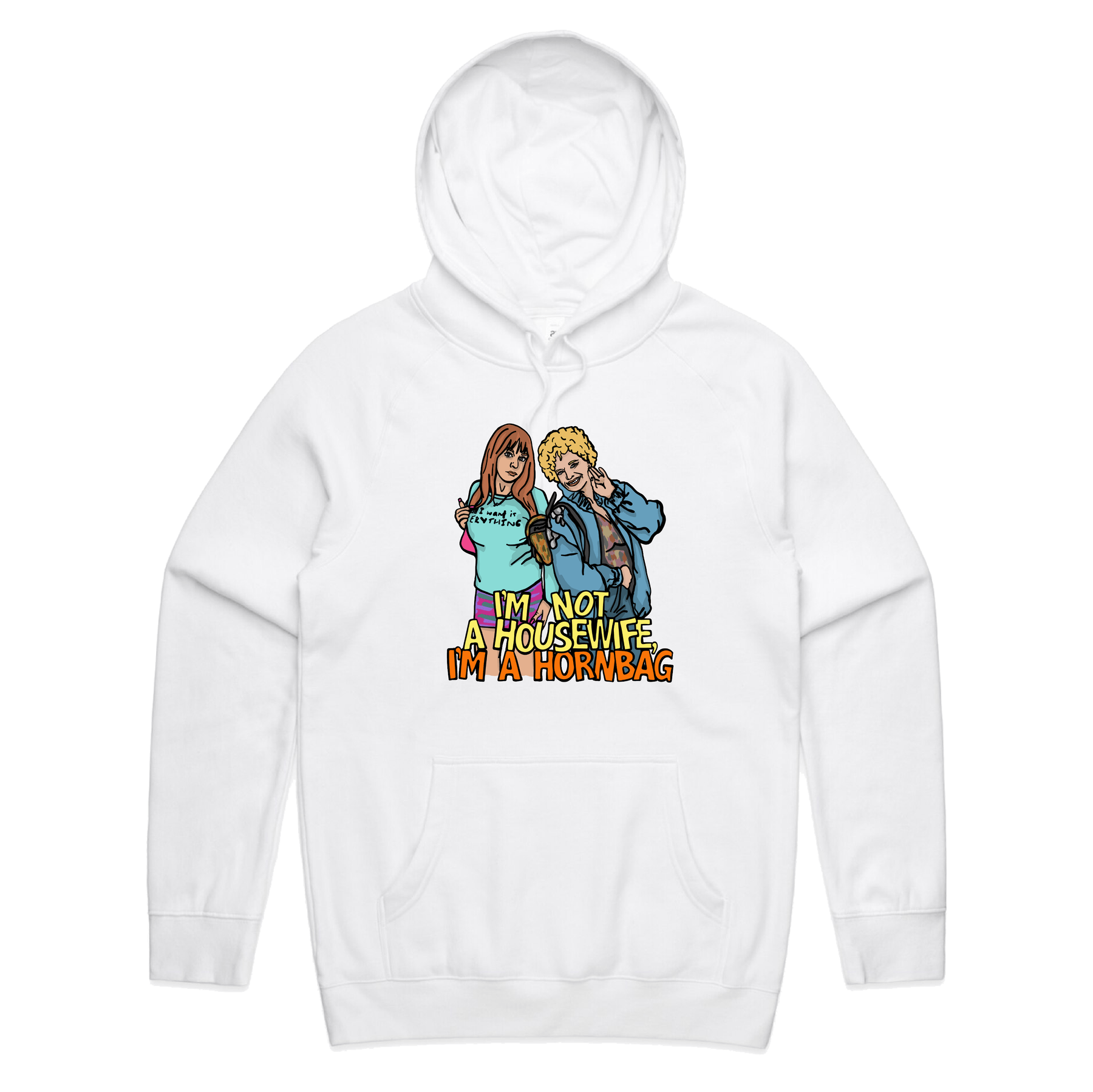 S / White / Large Front Design Hornbag 😈 - Unisex Hoodie