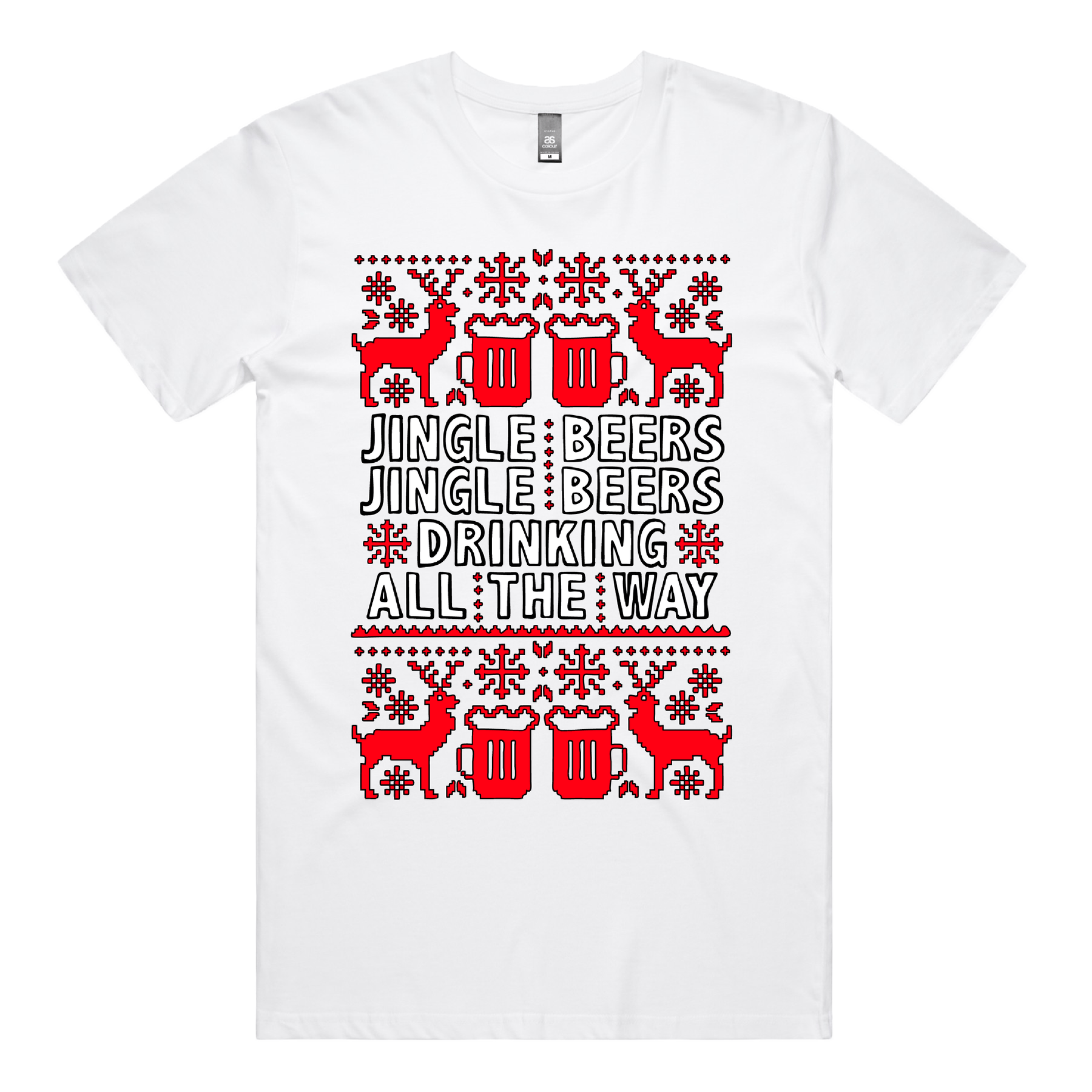 S / White / Large Front Design Jingle Beers ๐๐ป โ Men's T Shirt