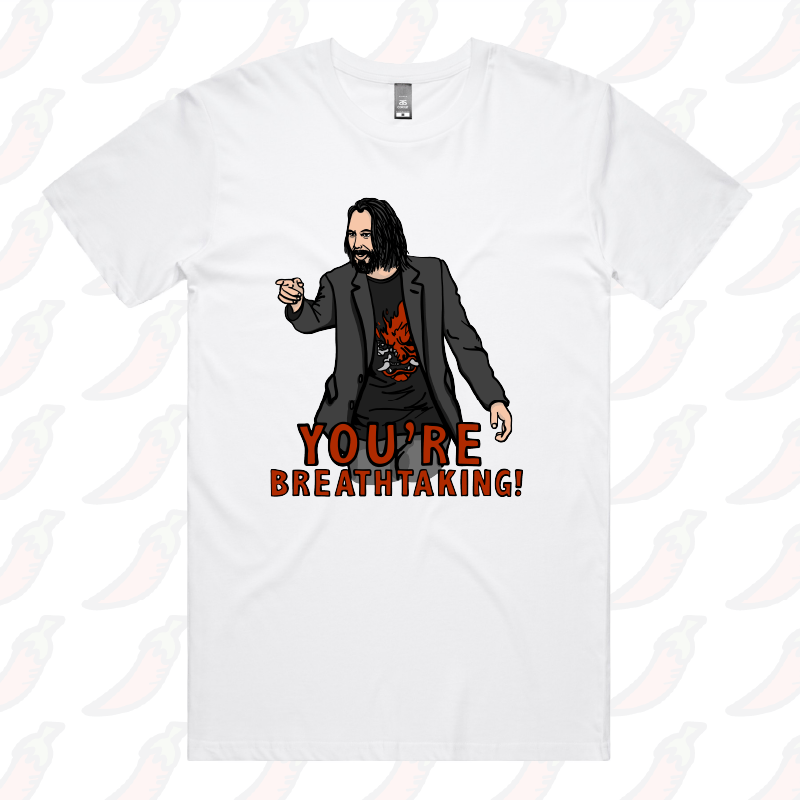 S / White / Large Front Design Keanu Breathtaking ๐ - Men's T Shirt