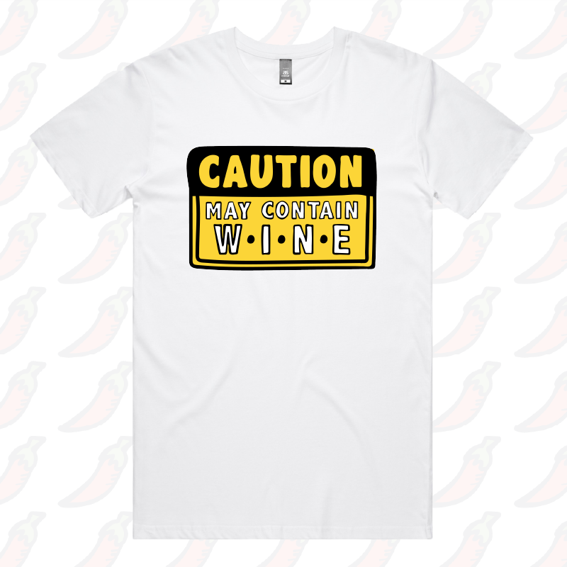 S / White / Large Front Design May Contain Wine ๐ท โ Men's T Shirt