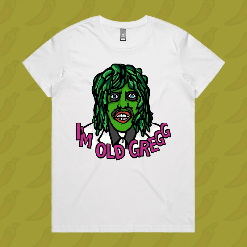 S / White / Large Front Design Old Gregg ๐งโโ๏ธ๐ถ - Women's T Shirt