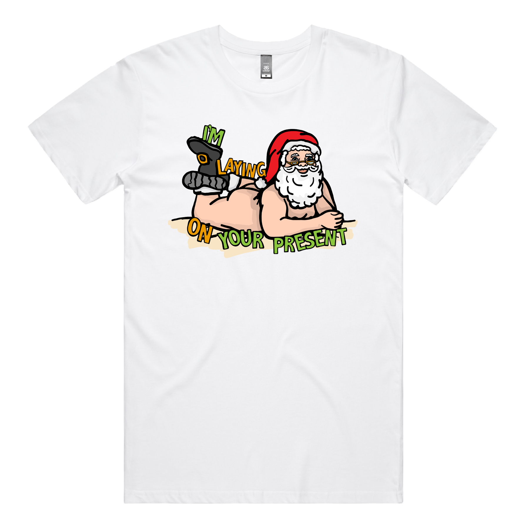 S / White / Large Front Design Santaโs Present ๐
๐- Men's T Shirt