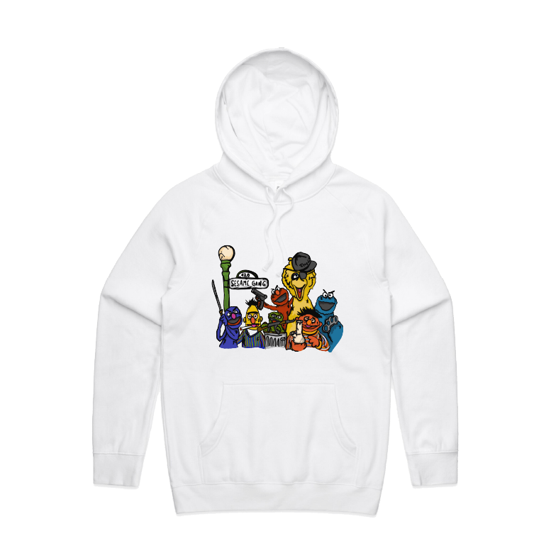 S / White / Large Front Design Sesame Gang 🥴 - Unisex Hoodie