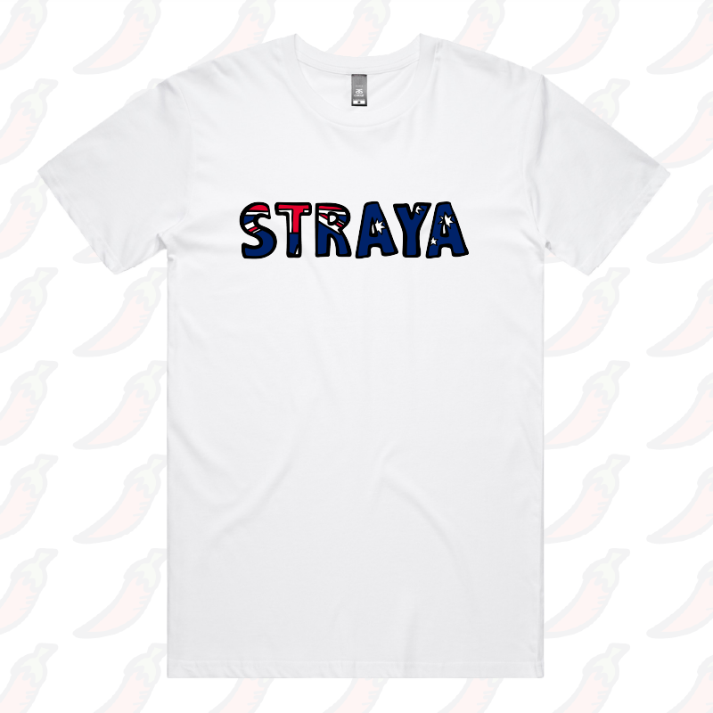 S / White / Large Front Design Straya ๐จ - Men's T Shirt