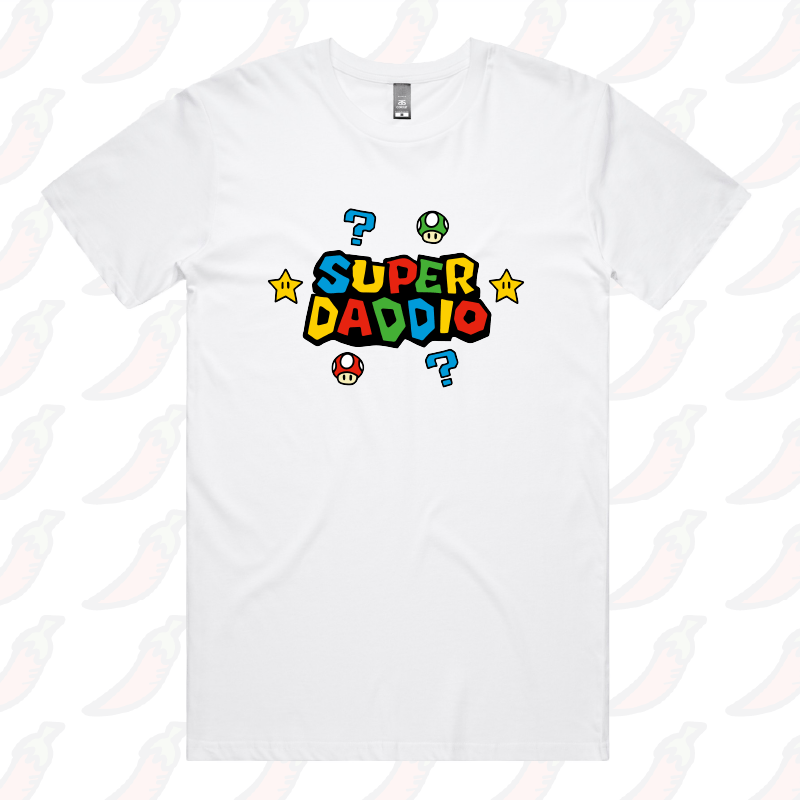 S / White / Large Front Design Super Daddio โญ๐ โ Men's T Shirt