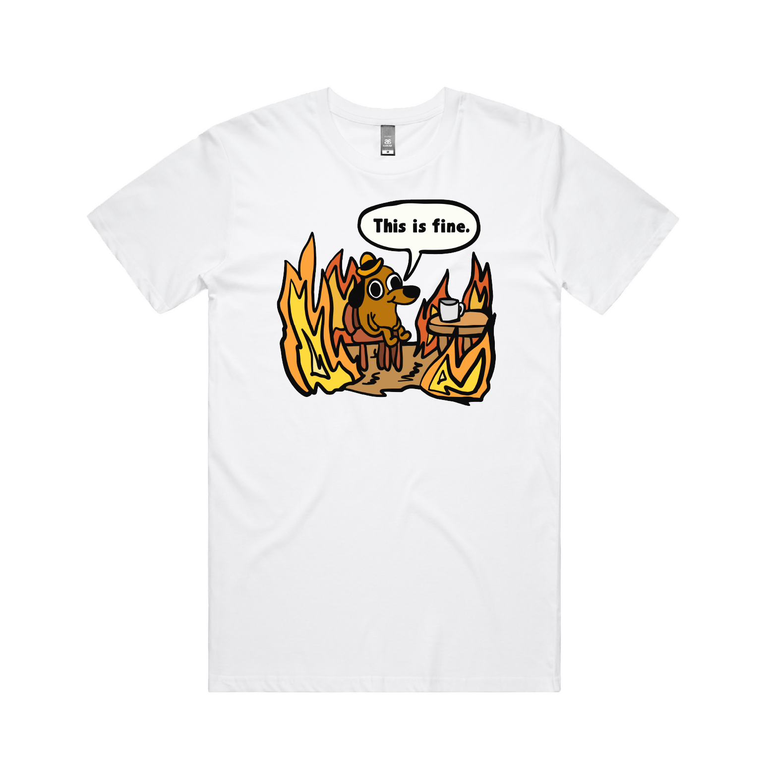 S / White / Large Front Design This Is Fine 🔥 - Men's T Shirt