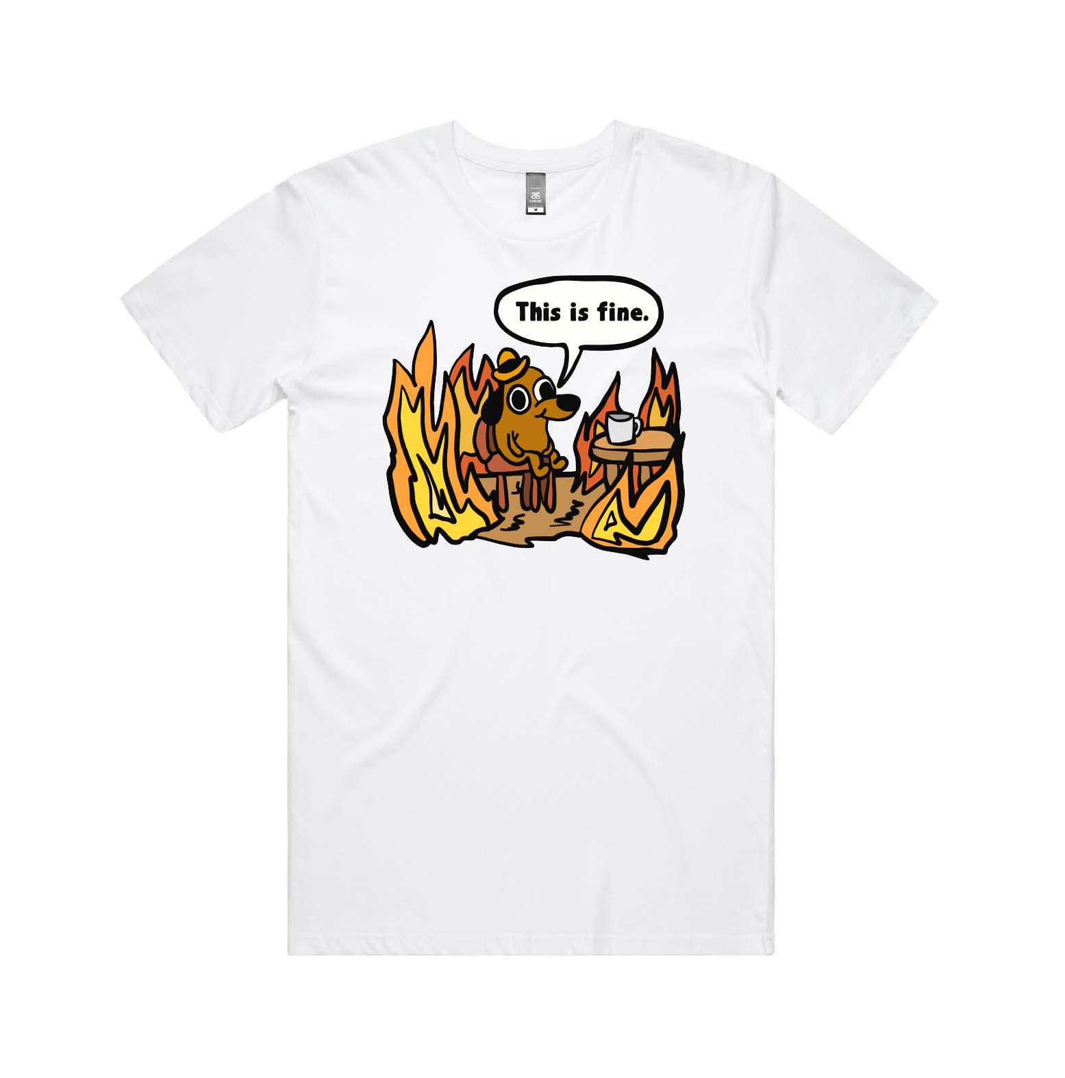 S / White / Large Front Design This Is Fine ๐ฅ - Men's T Shirt