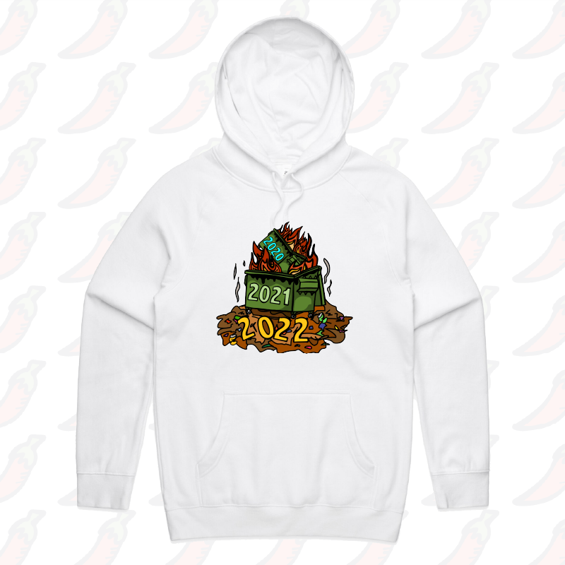 S / White / Large Front Print 2022 Dumpster Fire ๐ฅ ๐๏ธ โ Unisex Hoodie