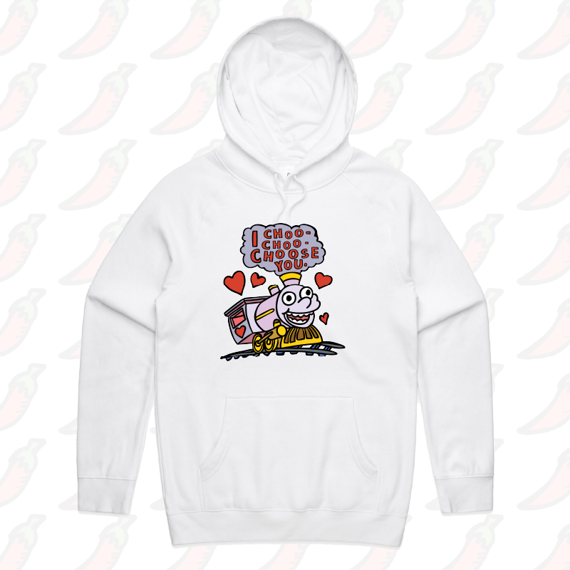 S / White / Large Front Print Choo Choo Choose You 🚂- Unisex Hoodie