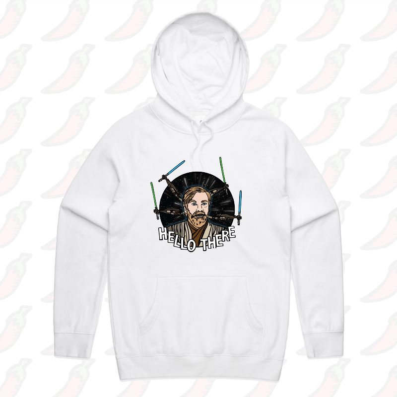 S / White / Large Front Print Hello There! ๐ - Unisex Hoodie