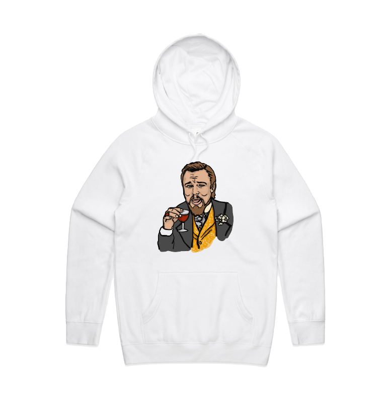S / White / Large Front Print Laughing Leo ๐ท - Unisex Hoodie