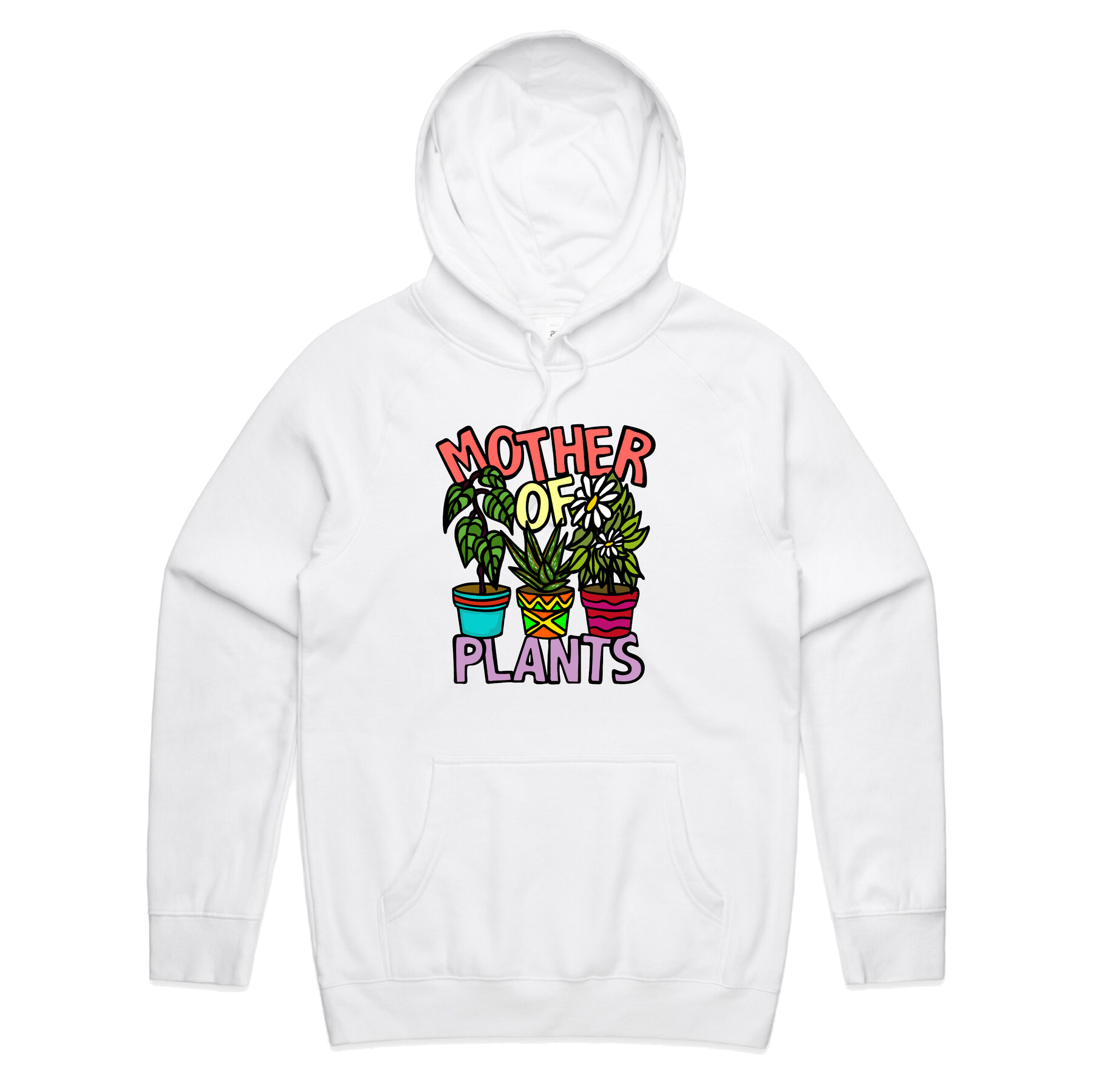 S / White / Large Front Print Mother Of Plants ๐ฑ๐ โ Unisex Hoodie