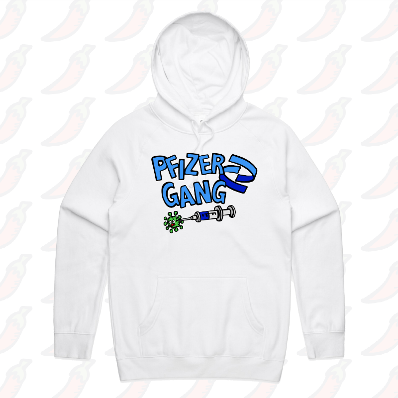 S / White / Large Front Print Pfizer Gang ๐ - Unisex Hoodie