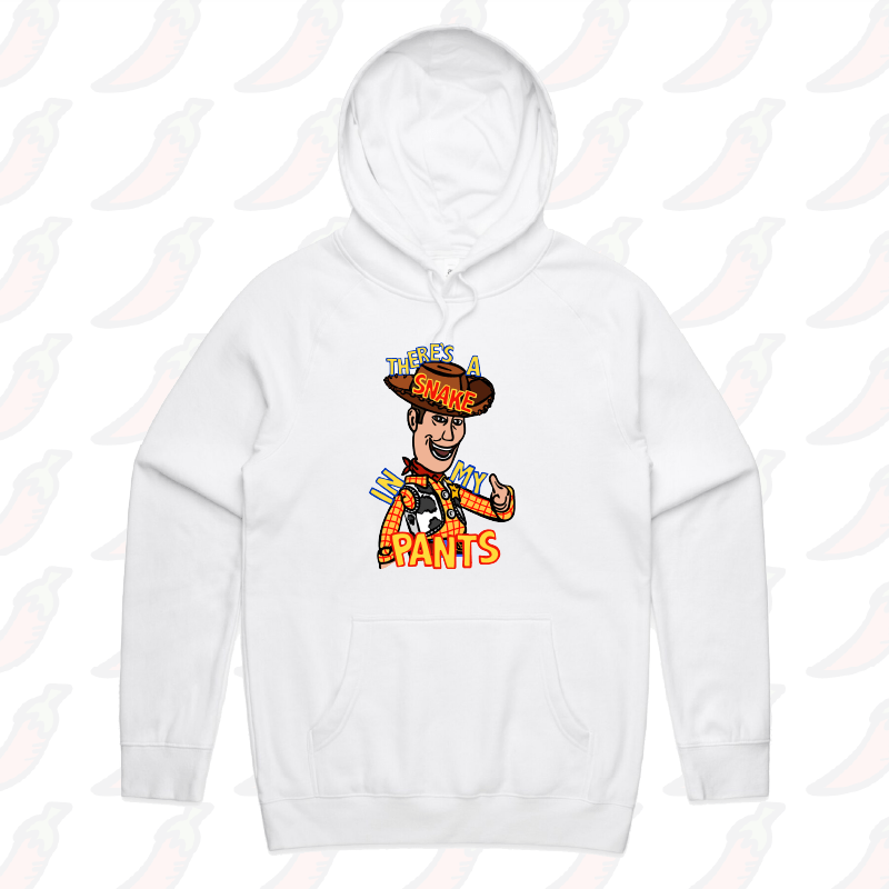 S / White / Large Front Print SNAKE IN MY PANTS ๐- Unisex Hoodie