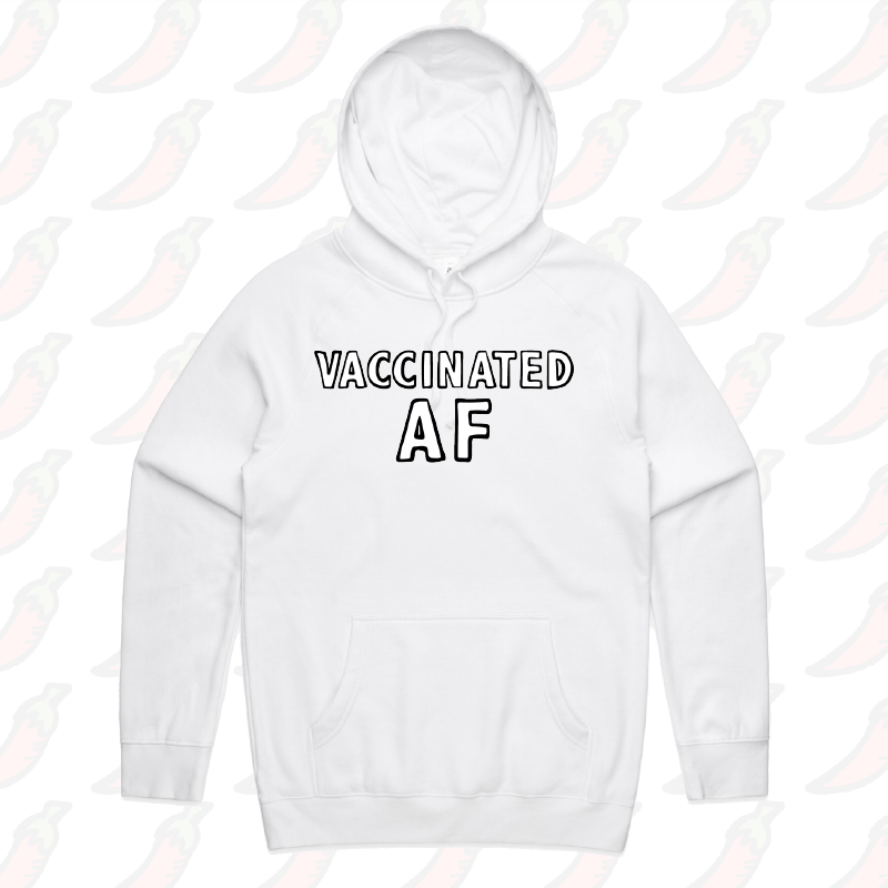 S / White / Large Front Print Vaccinated AF ๐ - Unisex Hoodie