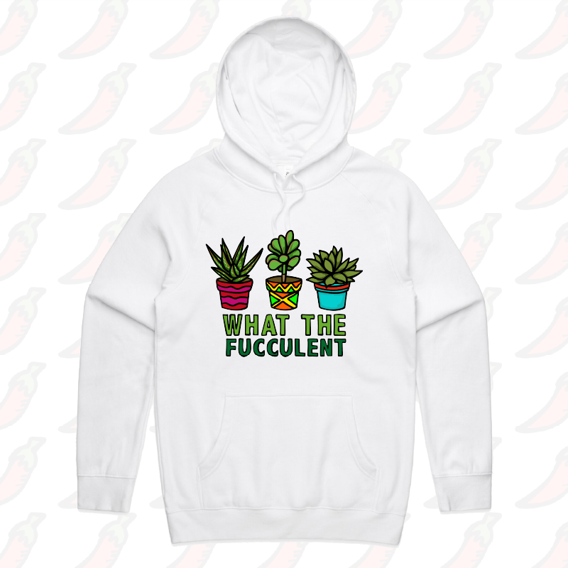 S / White / Large Front Print What The Fucculent ๐ต โ Unisex Hoodie