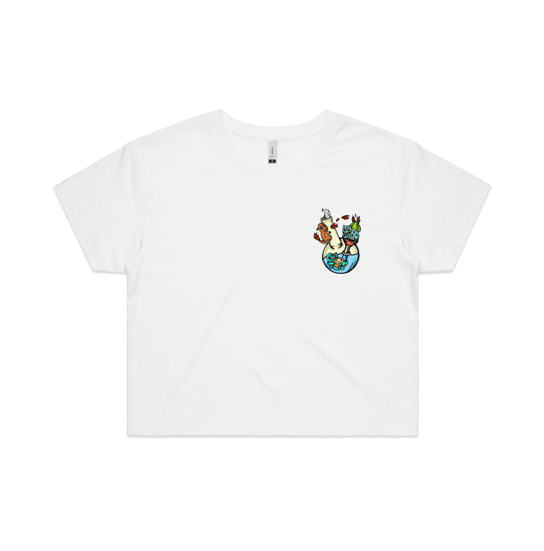 S / White Pokebong 🦎 - Women's Crop Top