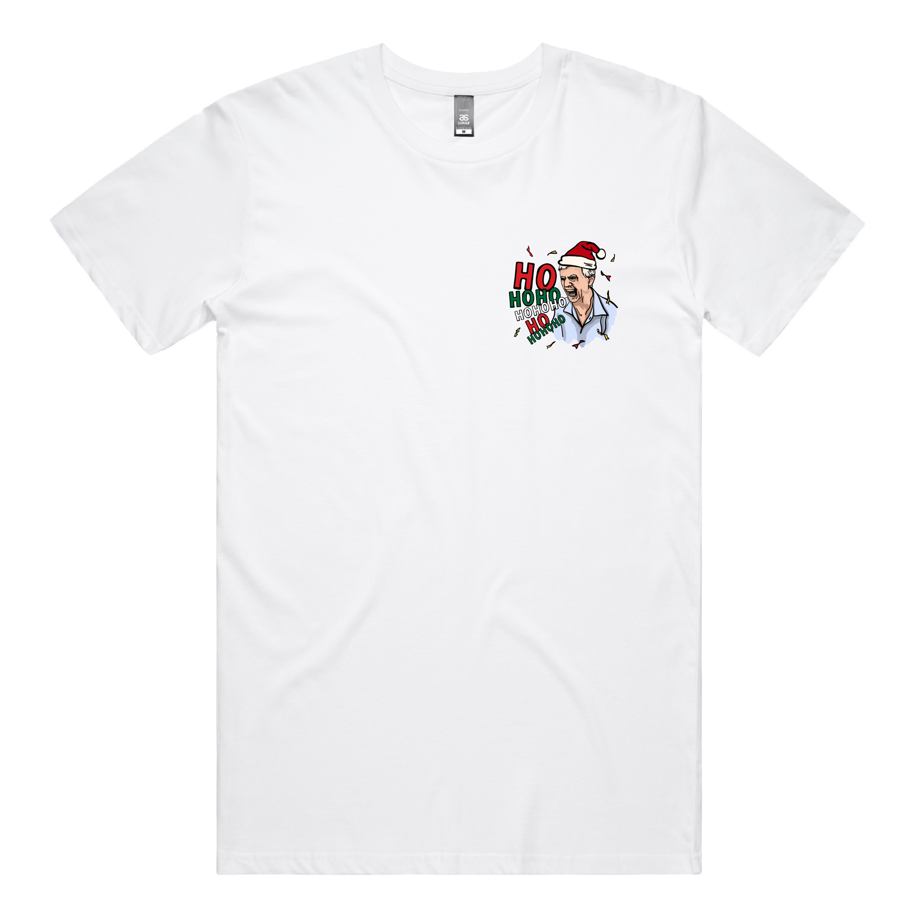 S / White / Small Front Design Barking Dog Man Christmas ๐ฃ๏ธ๐ - Men's T Shirt