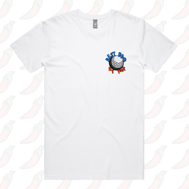 S / White / Small Front Design Best Dad By Par Ball โณ โ Men's T Shirt