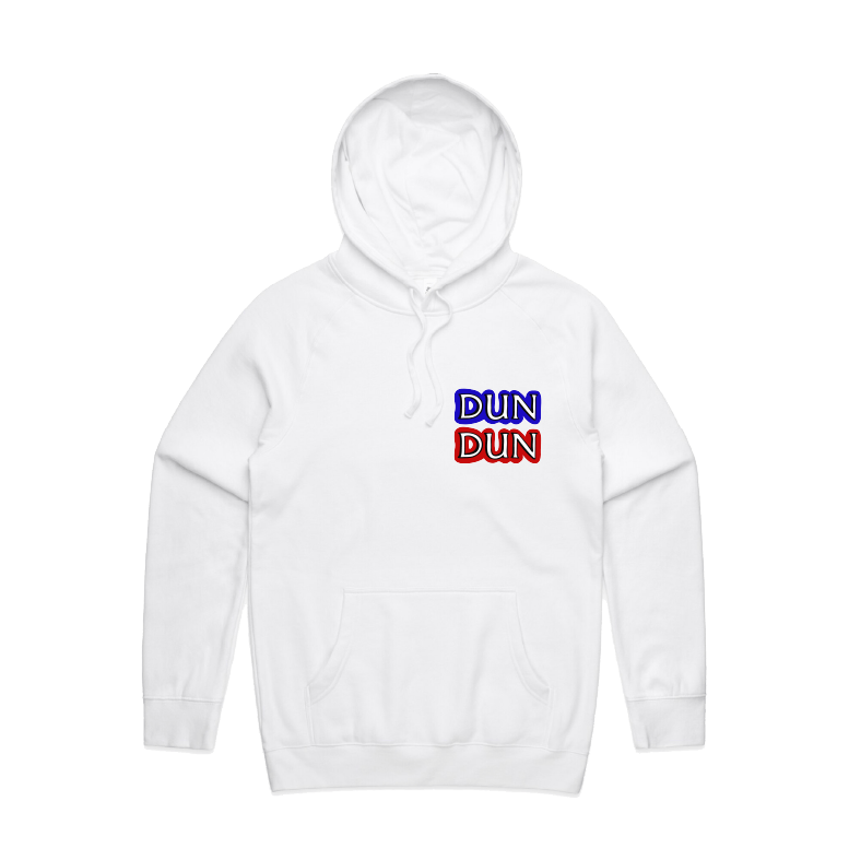S / White / Small Front Design Dun Dun 🚔 - Unisex Hoodie