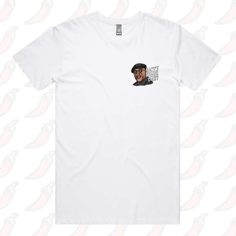 S / White / Small Front Design Happy Mother-F**king Day ๐ - Men's T Shirt