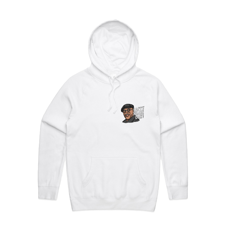 S / White / Small Front Design Happy Mother-F**king Day ๐ - Unisex Hoodie