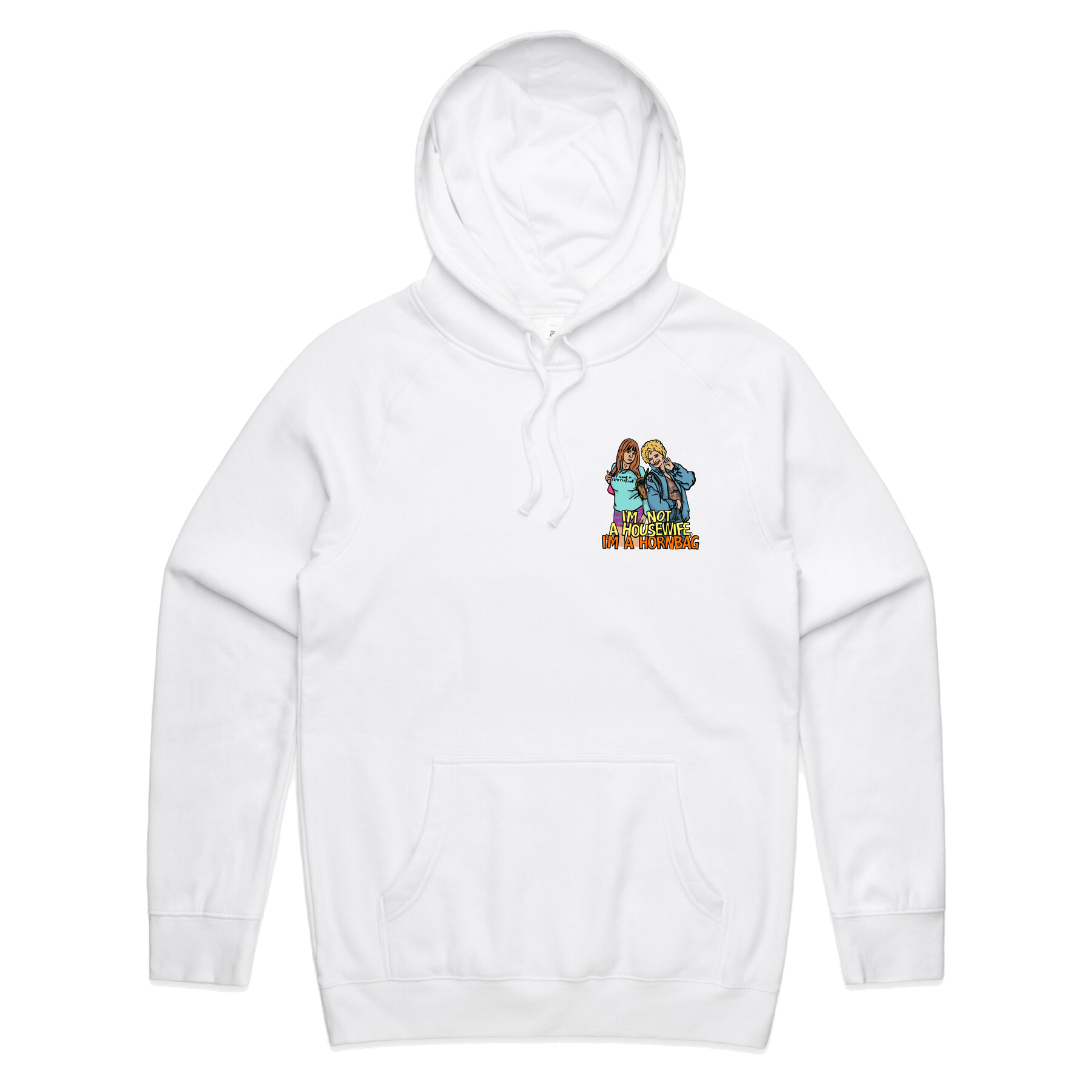 S / White / Small Front Design Hornbag 😈 - Unisex Hoodie