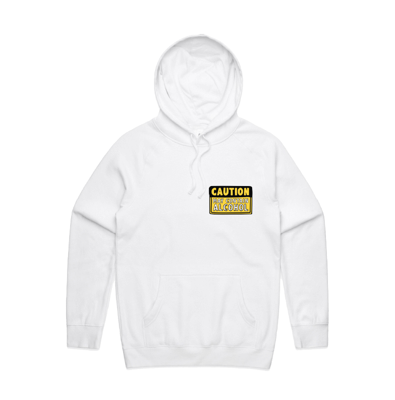 S / White / Small Front Design May Contain Alcohol 🍺 - Unisex Hoodie