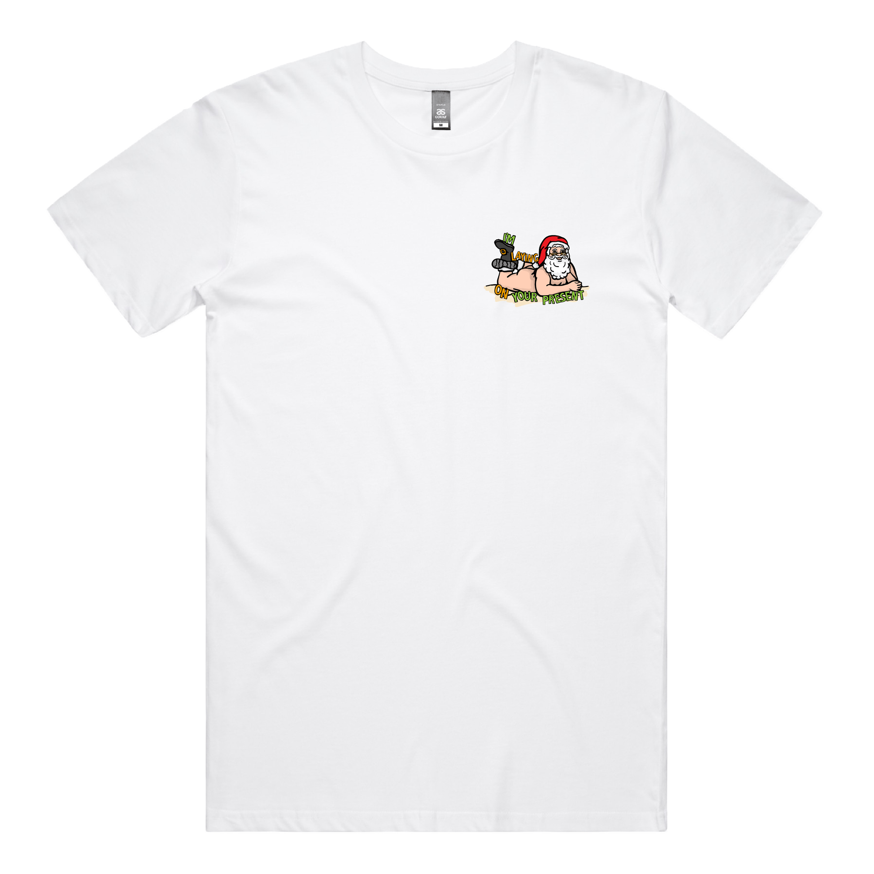 S / White / Small Front Design Santaโs Present ๐
๐- Men's T Shirt