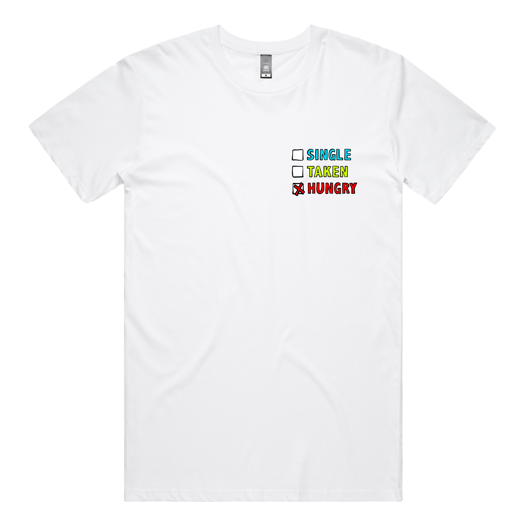 S / White / Small Front Design Single Taken Hungry ๐๐ - Men's T Shirt