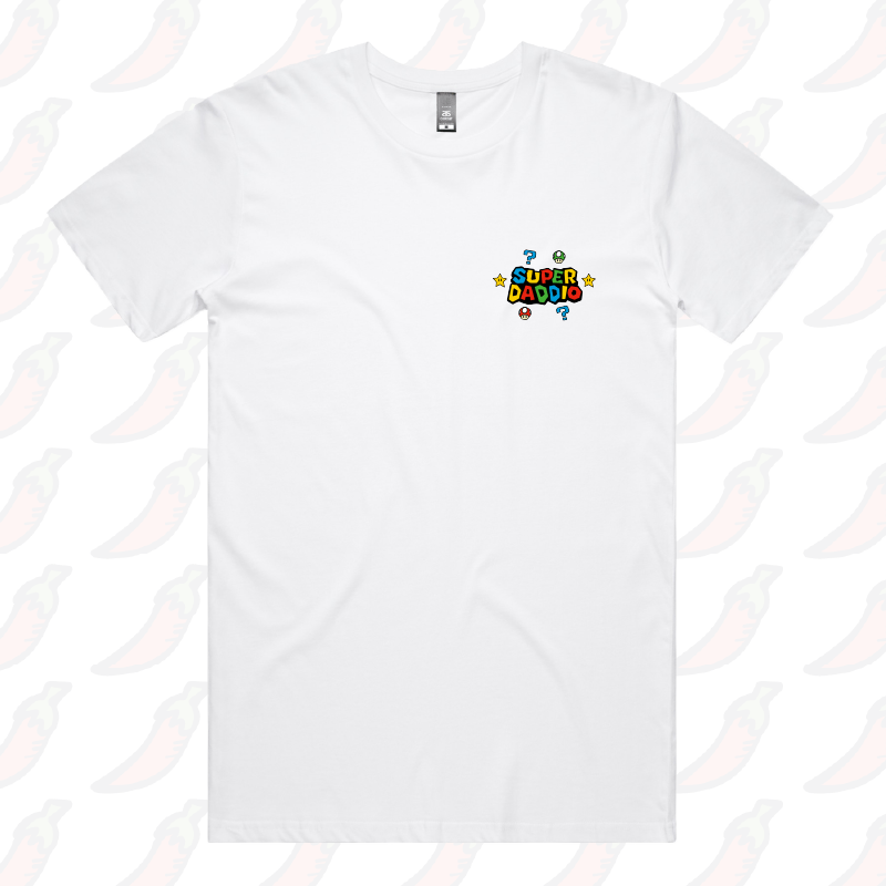 S / White / Small Front Design Super Daddio โญ๐ โ Men's T Shirt