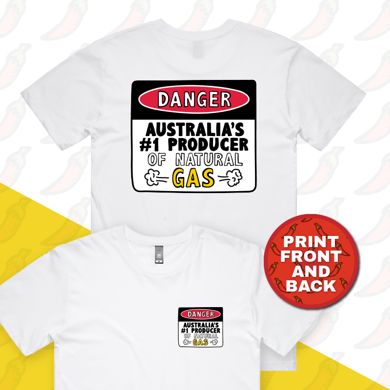 S / White / Small Front & Large Back Design Australian Gas Producer ๐จ โ Men's T Shirt