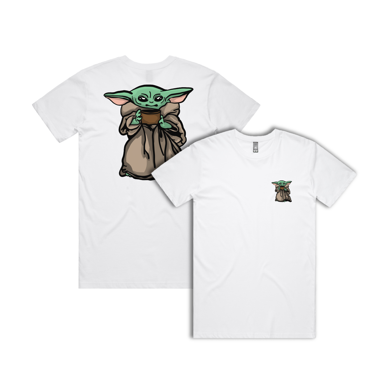 S / White / Small Front & Large Back Design Baby Yoda 👶 - Men's T Shirt