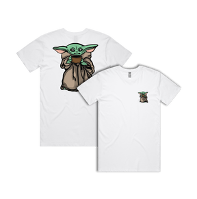 S / White / Small Front & Large Back Design Baby Yoda 👶 - Men's T Shirt