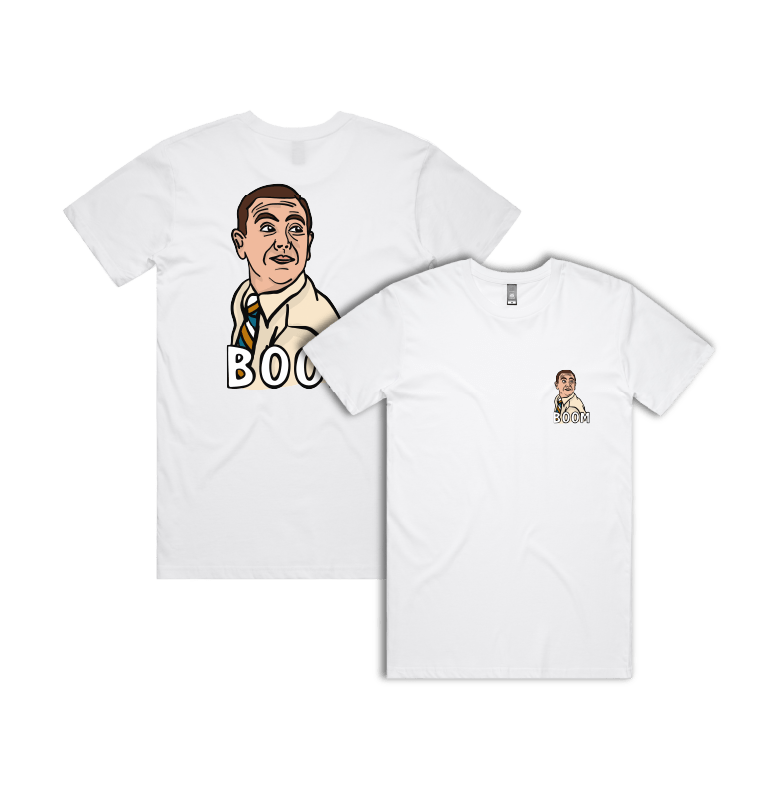 S / White / Small Front & Large Back Design Boom Boyle ๐จ - Men's T Shirt