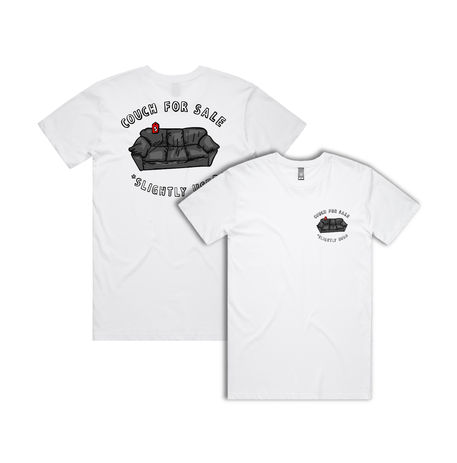 S / White / Small Front & Large Back Design Casting Couch ๐น - Men's T Shirt
