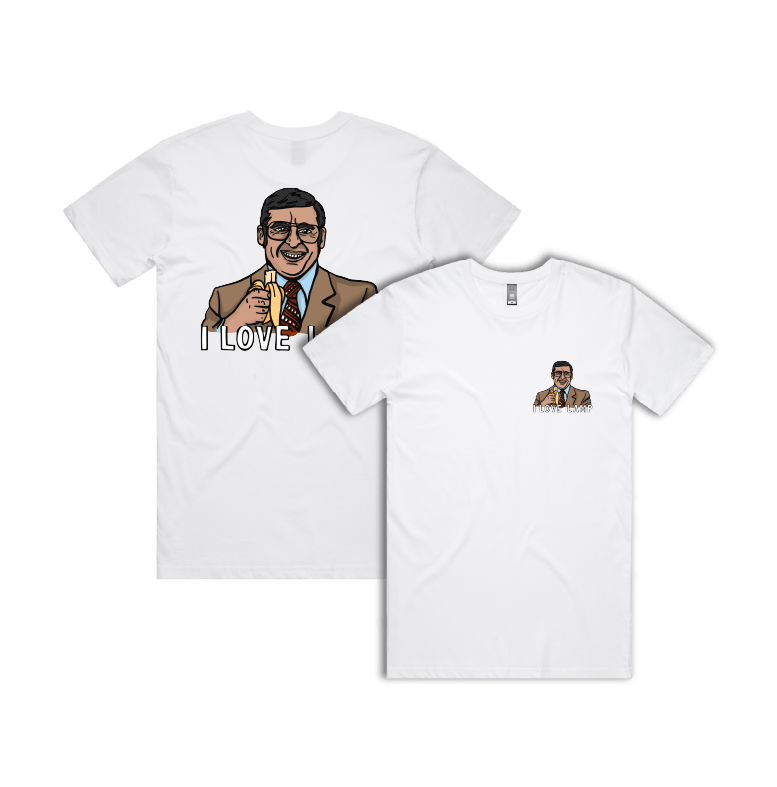 S / White / Small Front & Large Back Design I Love Lamp ❤️ - Men's T Shirt