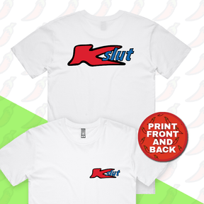 S / White / Small Front & Large Back Design Klut 🛍️ - Men's T Shirt