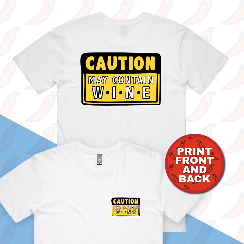 S / White / Small Front & Large Back Design May Contain Wine ๐ท โ Men's T Shirt