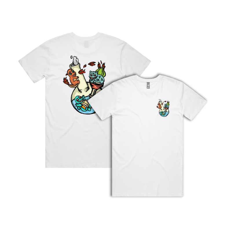 S / White / Small Front & Large Back Design Pokebong 🦎 - Men's T Shirt