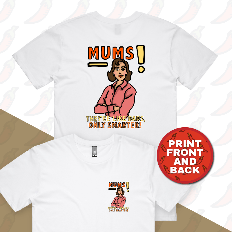 S / White / Small Front & Large Back Design Smart Mum ๐ง โ Men's T Shirt