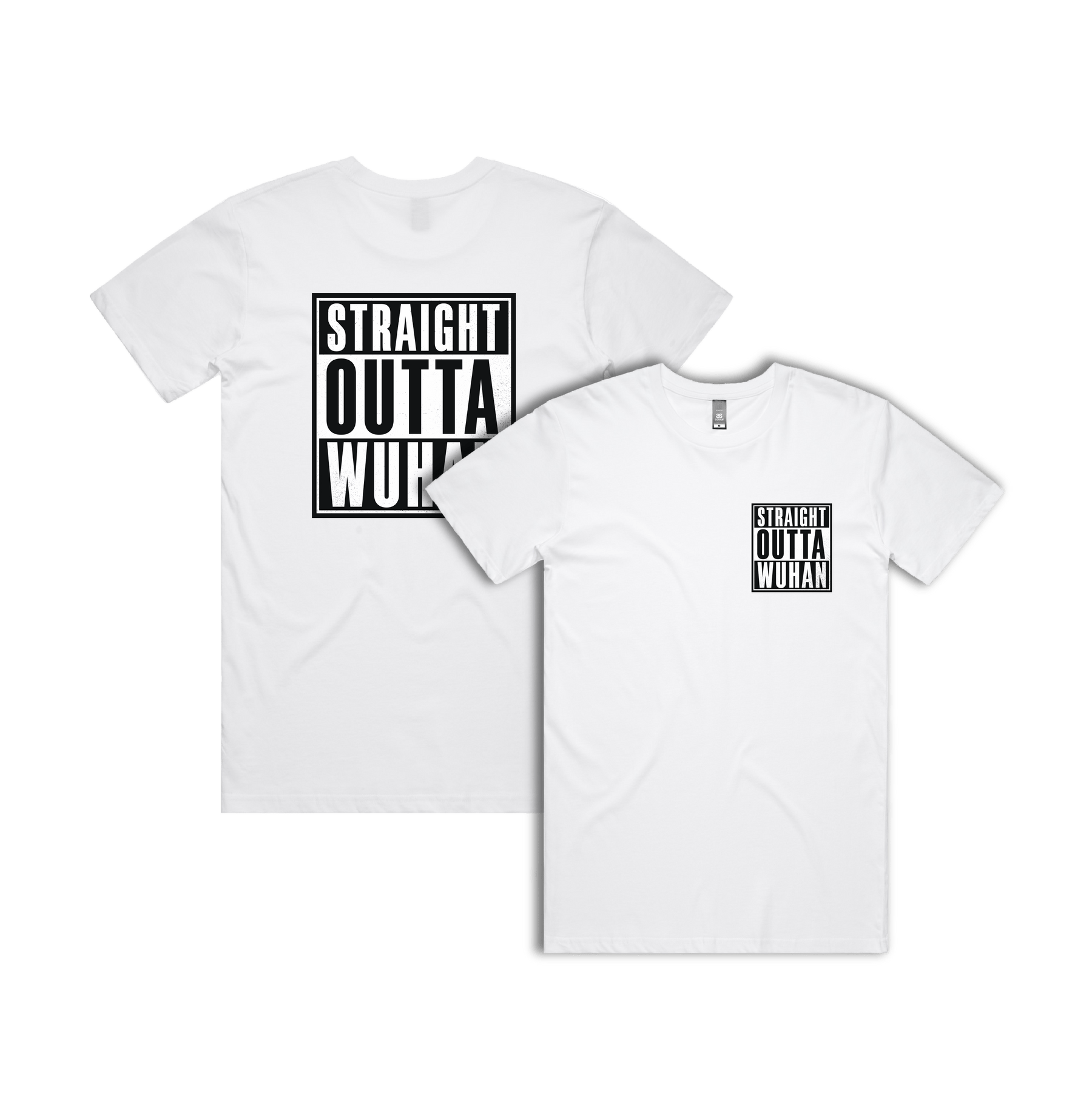 S / White / Small Front & Large Back Design Straight Outta Wuhan โ๐พ - Men's T Shirt