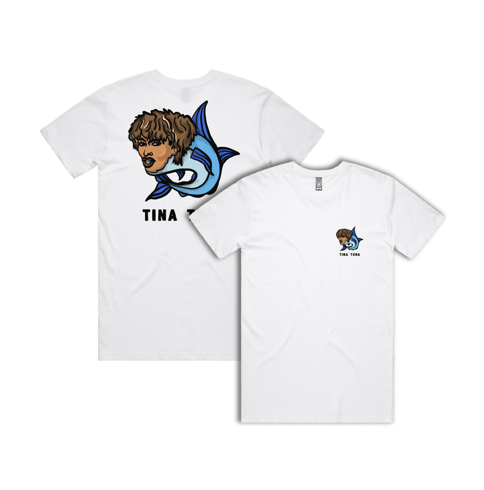 S / White / Small Front & Large Back Design Tina Tuna ๐ - Men's T Shirt