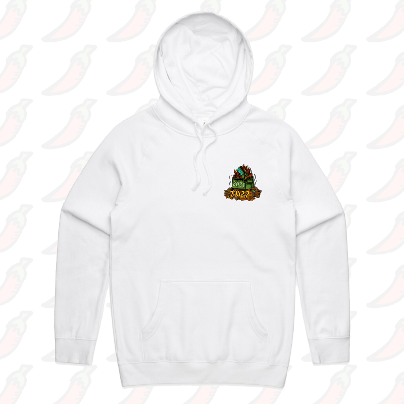 S / White / Small Front Print 2022 Dumpster Fire ๐ฅ ๐๏ธ โ Unisex Hoodie