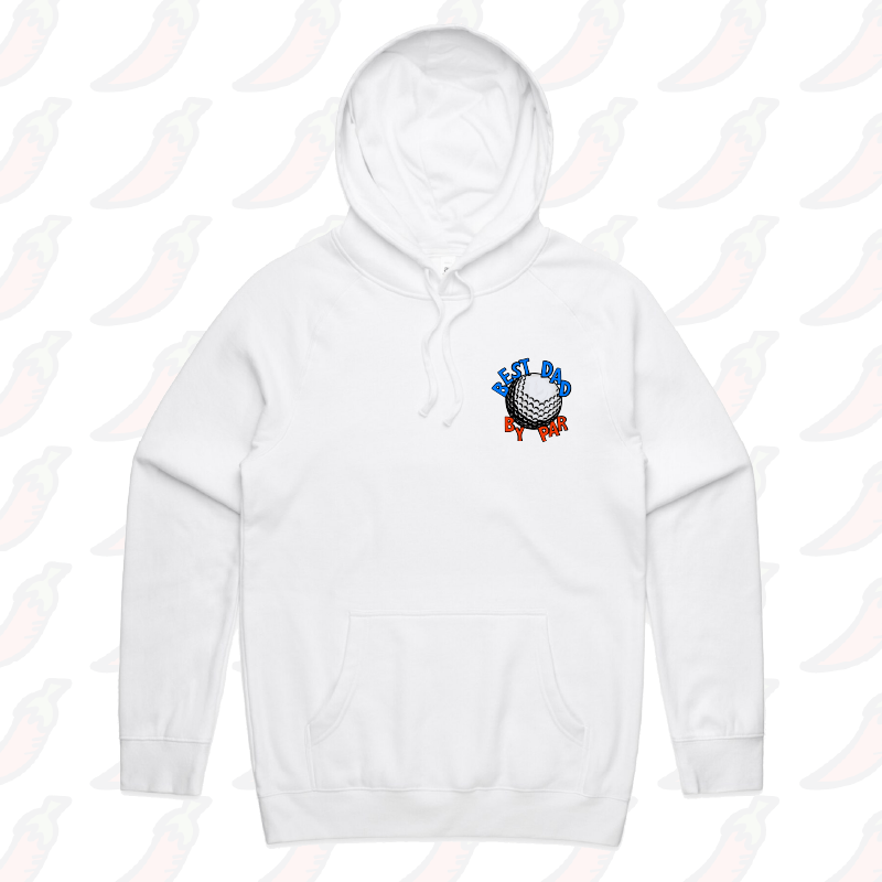 S / White / Small Front Print Best Dad By Par Ball ⛳ – Unisex Hoodie